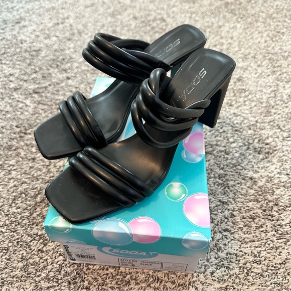 Soda Tubular Strap Square Toe Heel Sandals from Buckle - Picture 4 of 7
